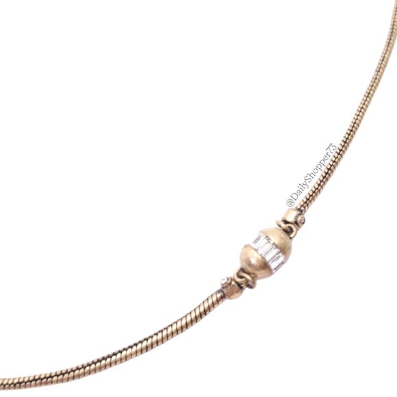 Ann Taylor Antique Gold Necklace with Baguette Cut Glass Rhinestone Beads - Picture 3 of 6